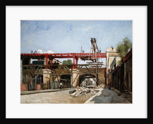 Workers Raising the Ring Road Railway Tracks on the Bridge of the Rue de la Voute, Paris, 1888 by Paul Desire Trouillebert