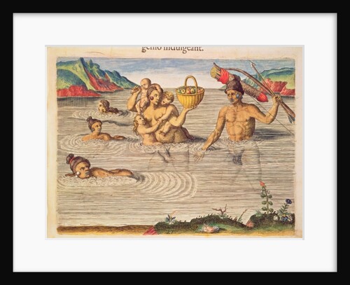 A Family Crossing a River by Jacques  Le Moyne