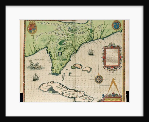 Map of Florida by Jacques (1533-88) (after) Le Moyne