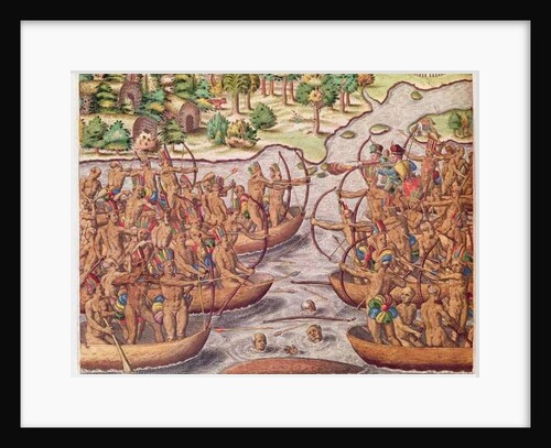 Battle Between Indian Tribes by Jacques Le Moyne