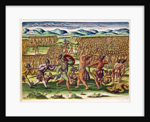 The French Help the Indians in Battle by Jacques Le Moyne