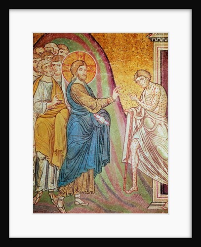 Jesus healing a leper by Byzantine School