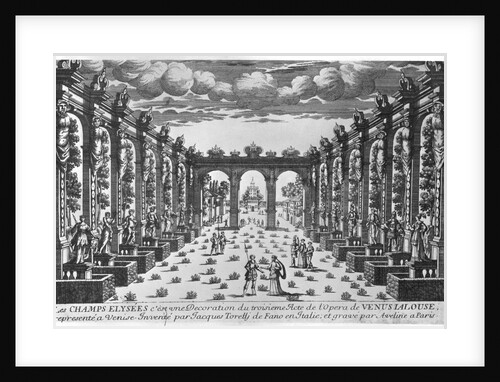 Stage design by Giacomo Torelli for the opera 'Venere Gelosa' performed in 1643 at Teatro novissimo in Venise by Pierre Aveline