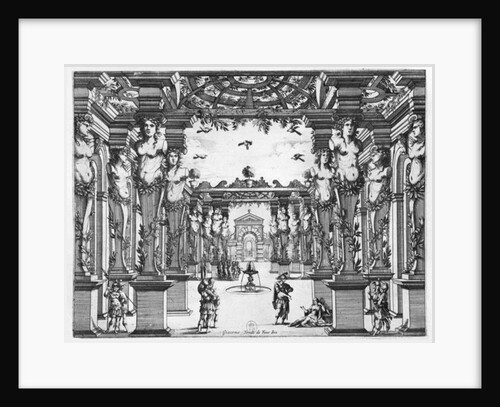 Stage design by Giacomo Torelli for 'Mirame' performed in 1641 at Theatre Petit Bourbon in Paris by French School