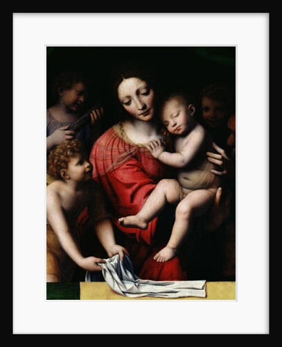 The sleeping Jesus, or Madonna holding the sleeping Child, accompanied by three angels, 1532 by Bernardino Luini