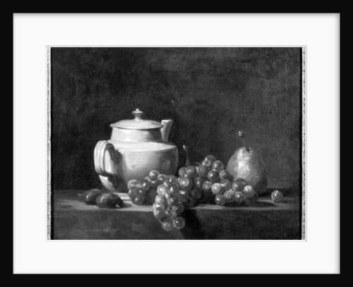 White Teapot with Two Chestnuts, White Grapes and a Pear by Jean-Baptiste Simeon Chardin