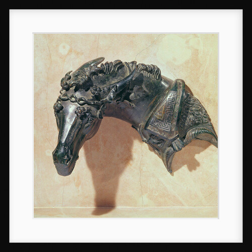 Head of a mule crowned with ivy, ornament from the armrest of a bed by Roman