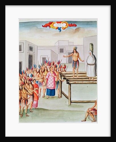 Tome 4 fol.19, View of Plaza de Thalco with an Indian tied to a stake by Diego Garcia Panes y Avellan