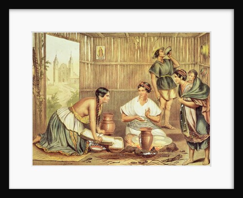 Indians Preparing Tortillas by Julio Michaud (after)