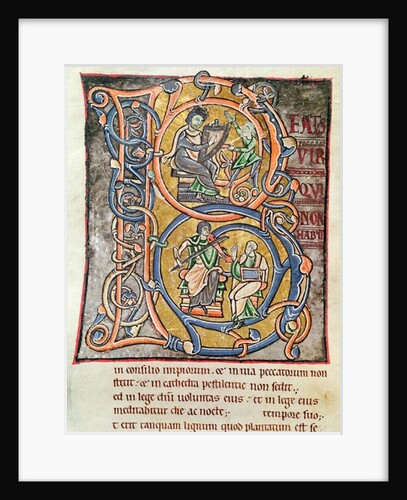 Ms 3 fol.255 Historiated initial 'B' depicting King David by French School