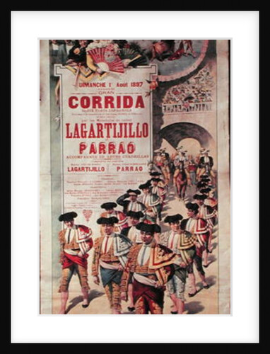 Poster advertising a bullfight at the Plaza de Toros, Nimes, 1st August 1897 by J. & Pastor E. Estellor