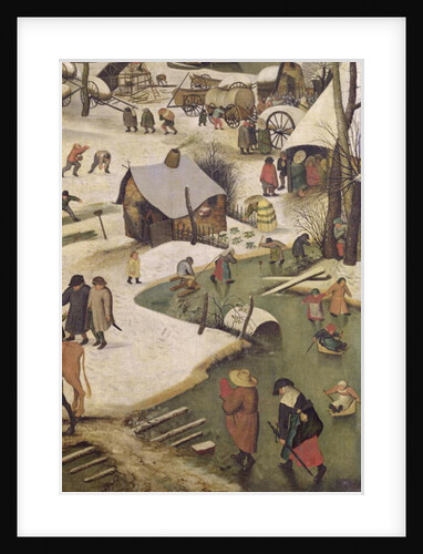 The Census at Bethlehem, detail of children playing on the frozen river by Pieter the Elder Bruegel