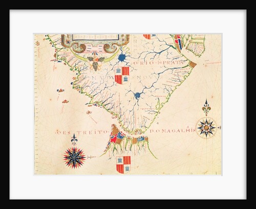 Fol.13 Map of South America and the Magellan Straits by Fernao Vaz Dourado