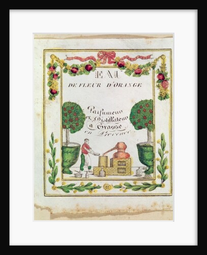 Vignette of 'Eau de Fleur d'Orange', perfumers and distillers in Grasse by French School