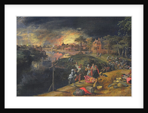 Scene of a War with a Fire, 1569 by Gillis Mostaert