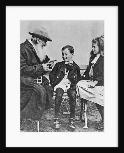Portrait of Lev Nikolaevich Tolstoy with his Grandchildren by Russian Photographer