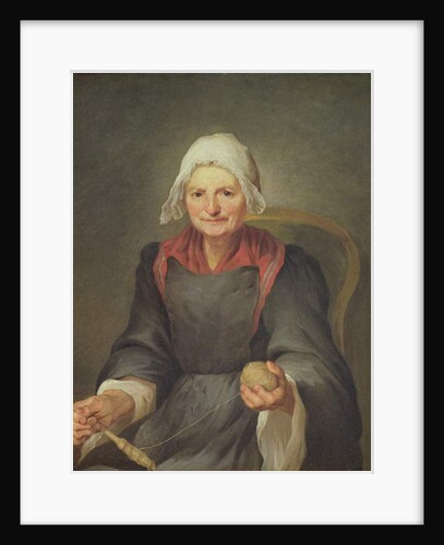 An Old Woman Spinning by French School