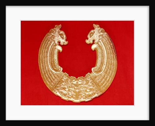 Plaque with two dragons and a Tao-tie mask by School Chinese