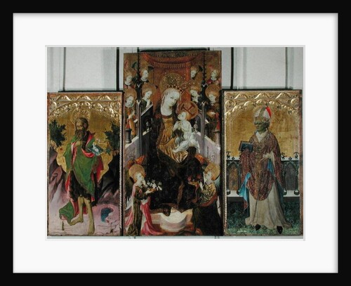 Madonna and Child Enthroned Surrounded by Angels with St. John the Baptist and St. Ambrose, 1400-30 by Master of Burgo de Osma