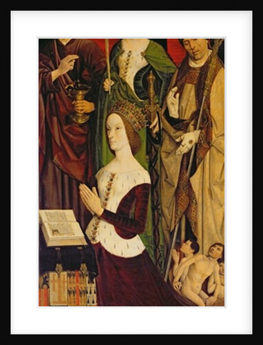 Triptych of Moses and the Burning Bush, right panel depicting Jeanne de Laval with St. John, St. Catherine and St. Nicholas, c.1476 by Nicolas Froment