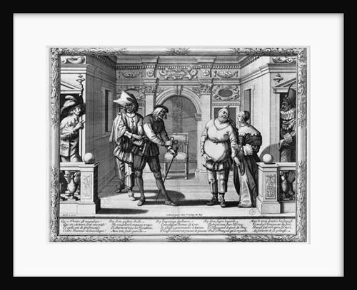 Comedians at the theatre of Hotel de Bourgogne by Abraham Bosse
