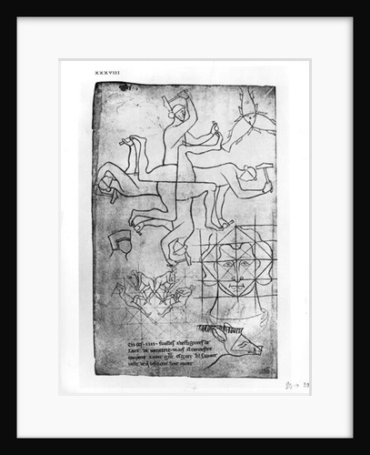 Facsimile copy of Ms Fr 19093 fol.19v Studies of men and animals by Villard de Honnecourt