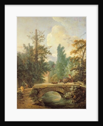Peasant and her Donkey Crossing a Bridge, 1775 by Jean-Baptiste Huet