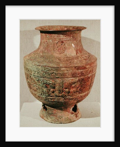 Lei wine vase decorated with a taotie design, from Pao-Chia-Chuang, Zhengzhou, Henan, Shang Dynasty, 16th-15th century BC by School Chinese