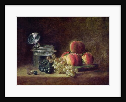 Still Life with a Basket of Peaches, White and Black Grapes with Cooler and Wineglass, c.1759 by Jean-Baptiste Simeon Chardin
