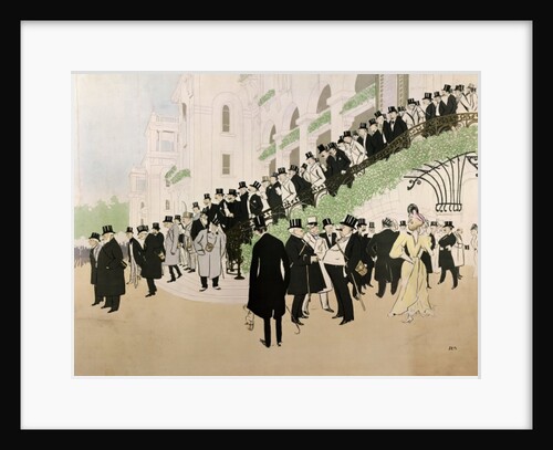 The Grandstand Staircase at the Longchamp Jockey Club by Sem (1863-1934)