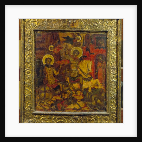 Icon depicting St. George and St. Demetrius, c.1676 by School Russian