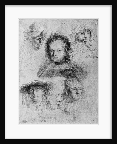 Six heads with Saskia van Uylenburgh in the centre, 1636 by Rembrandt Harmensz. van Rijn