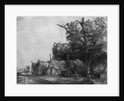 Landscape with Three Cottages, 1650 by Rembrandt Harmensz. van Rijn