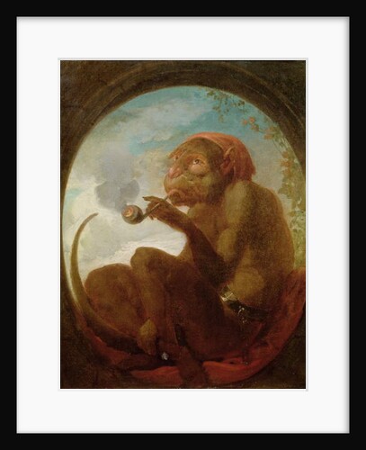 Sign with a monkey smoking a pipe by French School