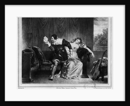Scene of the cousin's letter by Theophile Evariste Fragonard