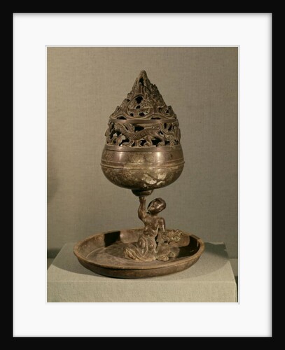 Censer in the shape of the cosmic mountain 'po-shan-lu' held up by a man seated on a monster by School Chinese