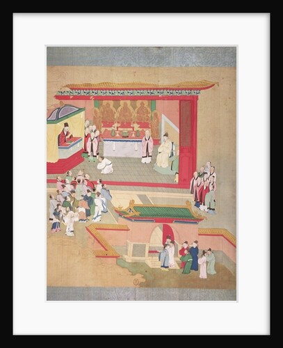 Emperor Hui Tsung practising with the Buddhist sect Tao-See, from a History of the Emperors of China by Chinese School