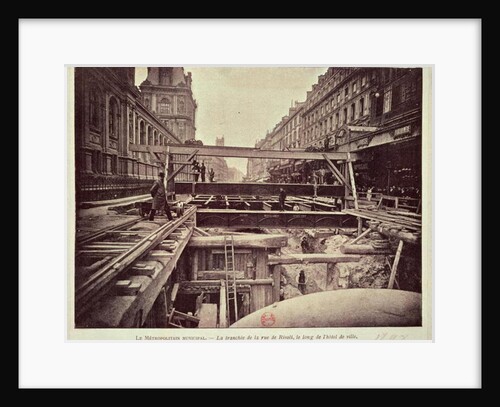 Construction of the metro system along the rue de Rivoli, 1898 by French School