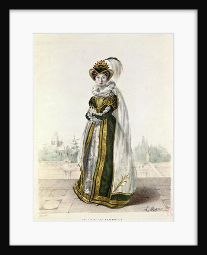 Marie Dorval in 'Marion Delorme' by Victor Hugo at the Theatre de la Porte Saint-Martin, engraved by F. Noel by L. Marin