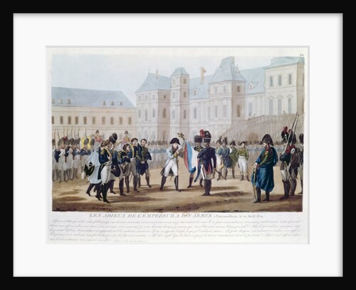 Napoleon I Kissing the Flag, or The Farewell at Fontainebleau, 20th April 1814 by French School