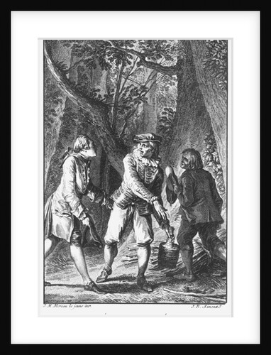 Illustration from 'The Doctor In Spite of Himself' by Jean-Baptiste Poquelin known as Moliere engraved by Jean Baptiste Simonet by Jean Michel the Younger Moreau