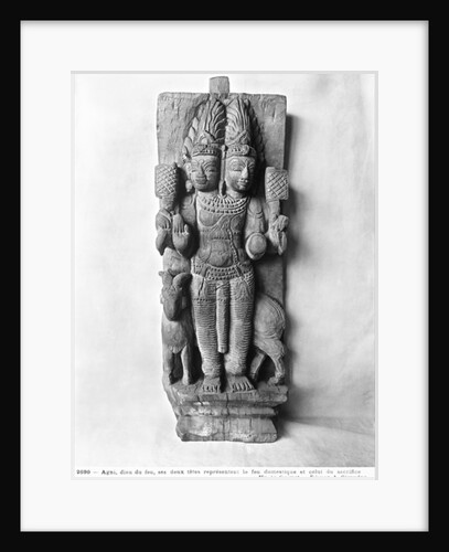 Relief depicting a double-headed image of Agni, the God of fire, seated on a ram, South India by Indian School