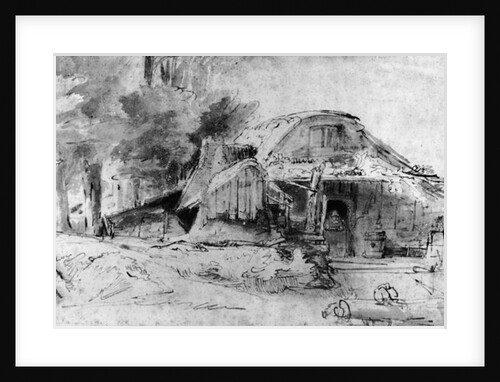 Cottage on the Outskirts of a wood by Rembrandt Harmensz. van Rijn