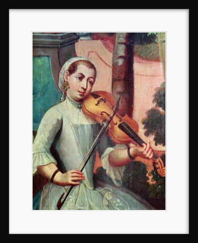 A Violinist, detail from a screen by Mexican School