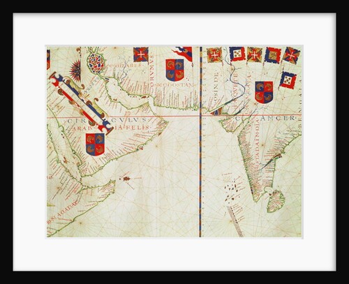 Fol.16 Map of Persia, Arabia and India, from an atlas, 1571 by Fernao Vaz Dourado