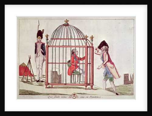 Caricature of Louis XVI in a cage after his arrest at Varennes, 1791 by French School