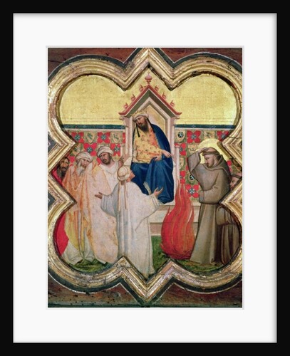 The Trial by Fire, St. Francis offers to walk through fire, to convert the Sultan of Egypt in 1219 by Taddeo Gaddi