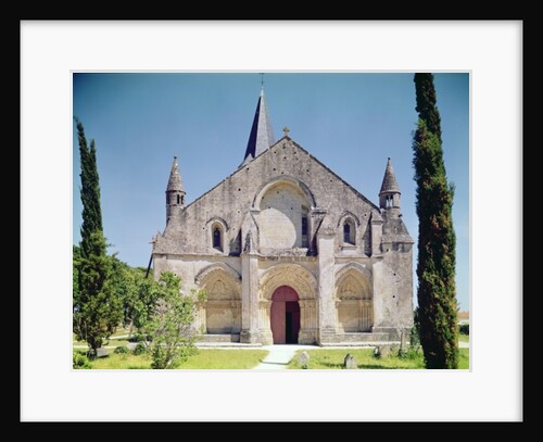 View of the facade of the Church of St. Pierre, 1150-75 by French School