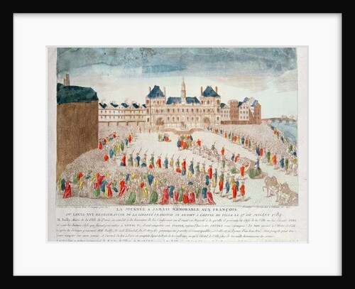 Perspective view of the arrival of Louis XVI at the Hotel de Ville by French School