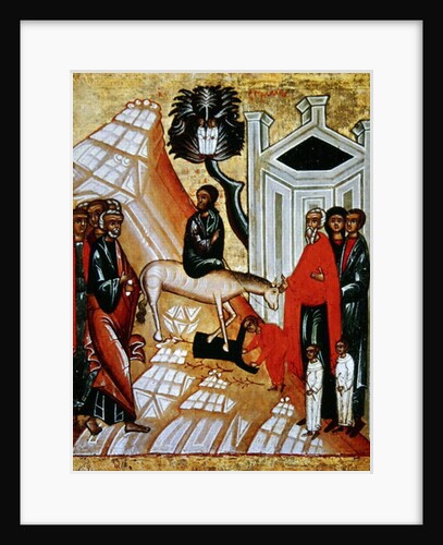 Icon depicting the Entry of Christ into Jerusalem, Novgorod School by Russian School